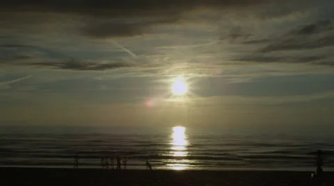 Timelapse sundown at Dutch beach Stock Footage 55387914