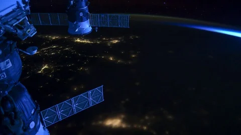 Timelapse Sunlight Planet Earth seen from the ISS Stock Footage 73099954