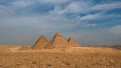 Timelapse of sunny day at Pyramid complex of Giza, in Cairo, Egypt. Stock Footage 246539588