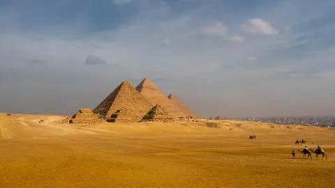 Timelapse of sunny day at Pyramid complex of Giza, in Cairo, Egypt. Stock Footage 246620413