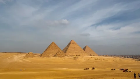 Timelapse of sunny day at Pyramid complex of Giza, in Cairo, Egypt. Stock Footage 246620916