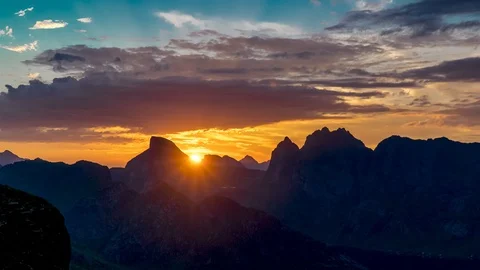 Timelapse of Sunrise and Floating Clouds Above Norway Islands and Mountains. Stock Footage 95459631