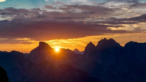 Timelapse of Sunrise and Floating Clouds Above Norway Islands and Mountains. Stock-Footage 97008737