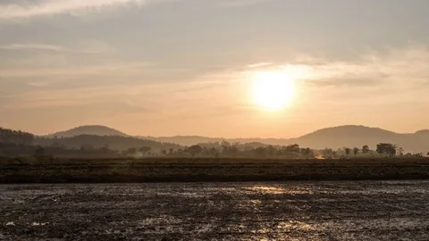 TimeLapse Of Sunrise And Mountain Stock Footage 74126676