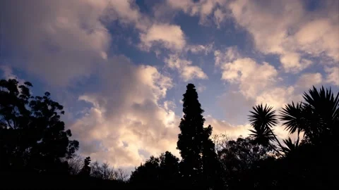 Timelapse at sunrise of clouds moving directly toward camera and overhead Stock Footage 160935080
