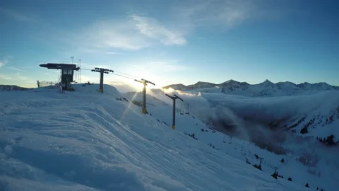 Timelapse of a sunrise with clouds rolling through a valley in Colorado Stock Footage 210512782