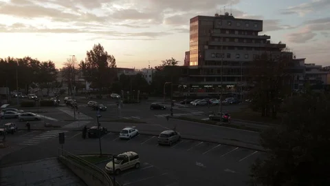 Timelapse Sunrise at the Direzionale 70 in Modena Italy 4 - 4K Stock Footage 118250806