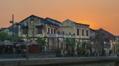 Timelapse of Sunrise in Hoi An Stock Footage 10911317