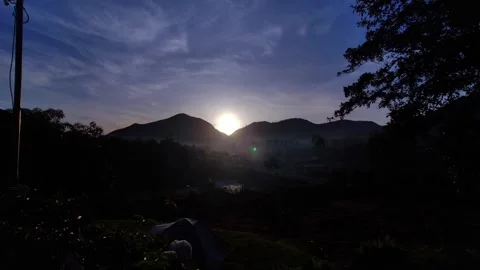 Timelapse sunrise in the middle of hill Stock-Footage 295622459