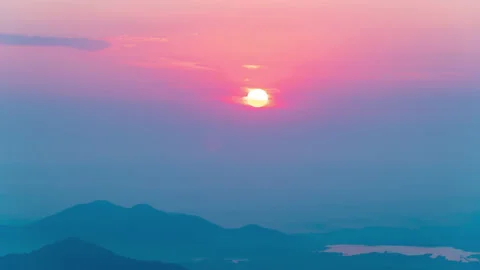 Timelapse sunrise at moring over mountain and river Stock Footage 168787052