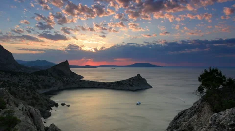 Timelapse sunrise in the mountains. Noviy Svet, Crimea, Russia. Full HD Stock Footage 41840407