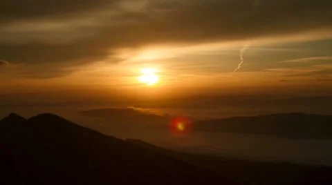 Timelapse of sunrise over the hill Stock Footage 221573660