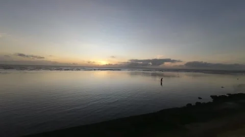 Timelapse Sunrise Over Ocean Philippines With Person Collecting Crabs In Stock Footage 333671514