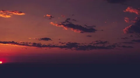 Timelapse of sunrise over the sea with clouds on sky Stock Footage 83656155