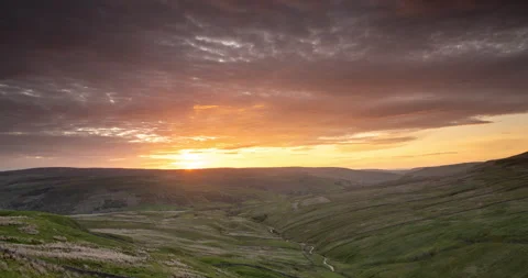 Timelapse of sunrise over Swaledale Stock Footage 337228590