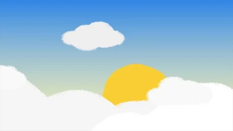 Timelapse of sunrise, sun with white clouds and blue sky hand-drawn animati.. Stock Footage 279140940