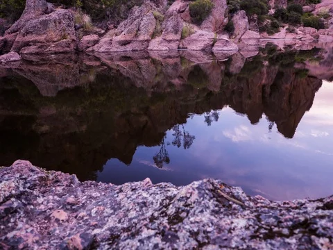Timelapse of Sunrise in Water Reflection 4.6K Stock Footage 81572730
