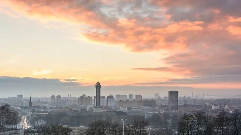 Timelapse of the Sunset Above the City Stock Footage 72296769