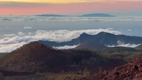 Timelapse Sunset Above Clouds Teide National Park Tenerife Winter Stock Footage 330428036