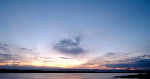 Timelapse, Sunset above the river surface Stock Footage 82303748