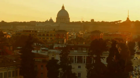 Timelapse of Sunset above Rome Stock Footage 32547834