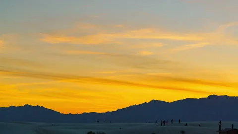 Timelapse of sunset afterglow at White Sands National Park in New Mexico, USA Stock Footage 340946096