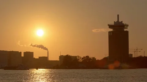 Timelapse sunset Amsterdam Skyline Stock Footage 78182568