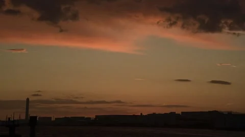 Timelapse of sunset and blue hour in a city with massive cloud in Japan Video stock 313809030