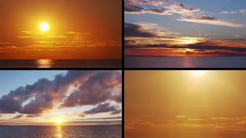 Timelapse with Sunset and Cumulus Clouds Flying High in a Beautiful Blue Sky Stock Footage 244634930