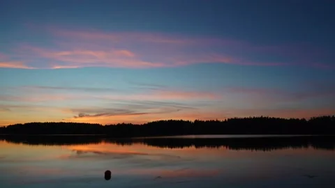 Timelapse of sunset and night by the lake Stock Footage 205084794