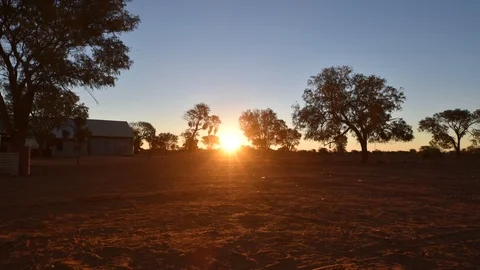 Timelapse sunset Australian outback Stock Footage 92556168
