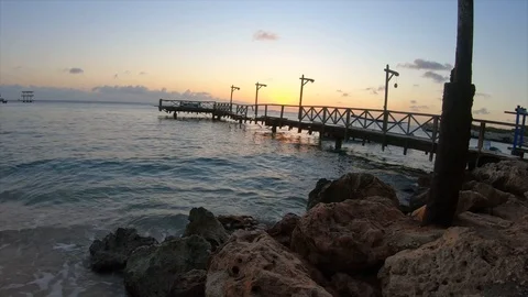 Timelapse Sunset on Beach of Curacao Stock Footage 102798678