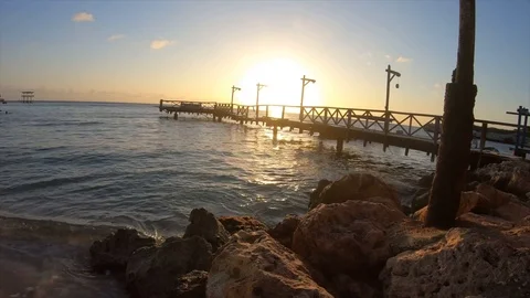 Timelapse Sunset on Beach in Curacao Stock Footage 102798704