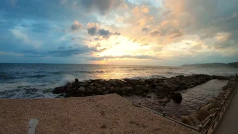 Timelapse sunset on the beach Stock Footage 218986052