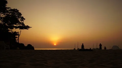 Timelapse of sunset beach, Koh Mook, Thailand Stock Footage 87938276