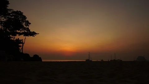 Timelapse of sunset beach, Koh Mook, Thailand Stock Footage 87938477