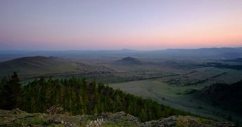 Timelapse, sunset in a beautiful valley Stock Footage 81891824