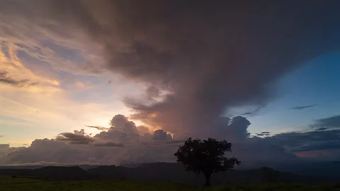 Timelapse - Sunset behind a mountain with colour explosion 4K30 Stock Footage 270143733