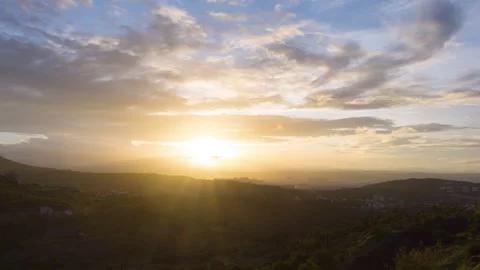 Timelapse - Sunset behind a mountain with colour explosion 4K60 Stock Footage 271079565