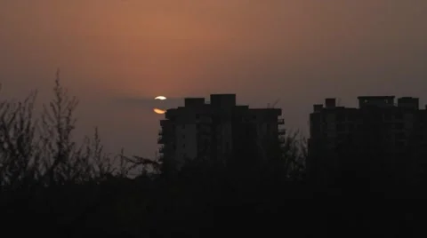 Timelapse of Sunset Behind Old Apartment in India Stock Footage 47241793