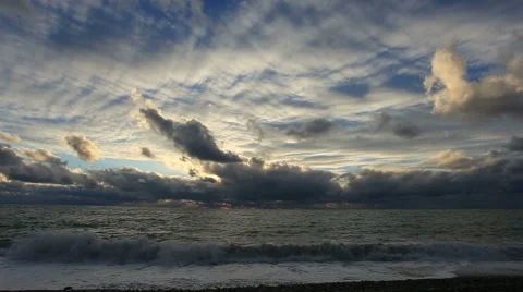Timelapse sunset on the Black sea. Pitsunda, Abkhazia. Full HD Stock Footage 59134020