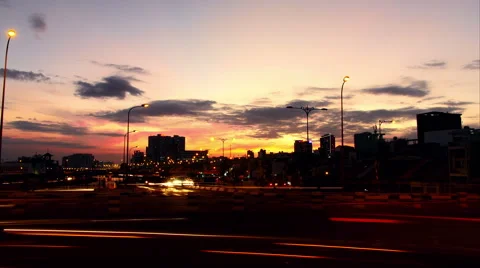 Timelapse of  sunset in busy city Stock-Footage 47006642