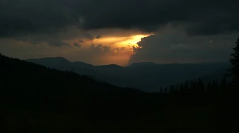 Timelapse Sunset in the Carpathian Mountains Stock Footage 61258136