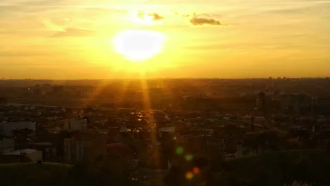 Timelapse of sunset in city Stock Footage 115080164
