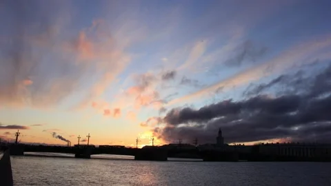 Timelapse of the sunset in the city from the waterfront Stock Footage 130177452