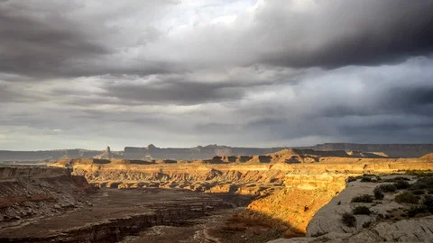 Timelapse of Sunset Clouds and Light on Canyonlands National Park Stock Footage 129032355