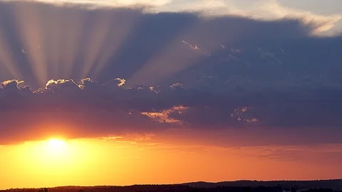 Timelapse Sunset With Clouds And Sunshine Stock Footage