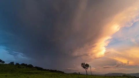 Timelapse - Sunset clouds with colour explosion 4K60 Stock Footage 270143285