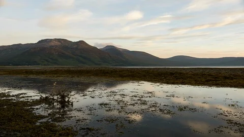 TIMELAPSE SUNSET CLOUDS MOUNTAIN SCOTLAND 4K Stock Footage 90632290