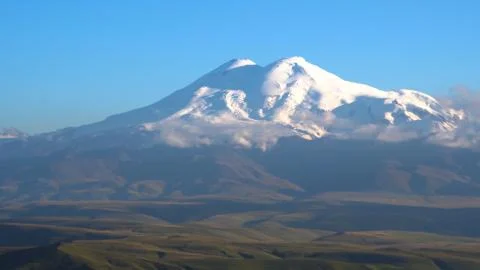 Timelapse sunset with clouds in the mountains Elbrus, Northern Caucasus, Russia Stock Photos